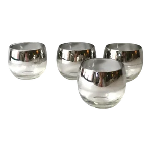 Midcentury Modern Cocktail Lowball Roly Poly Rocks Glasses, Set of 4