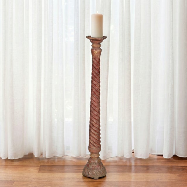 Rustic 1940s Rustic Wood Bedpost Candlestand For Sale - Image 3 of 5