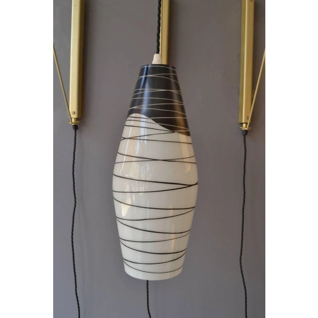 Black Mid-Century Czech Black and White Hand Painted Glass Wall Lamps, Set of 4 For Sale - Image 8 of 11