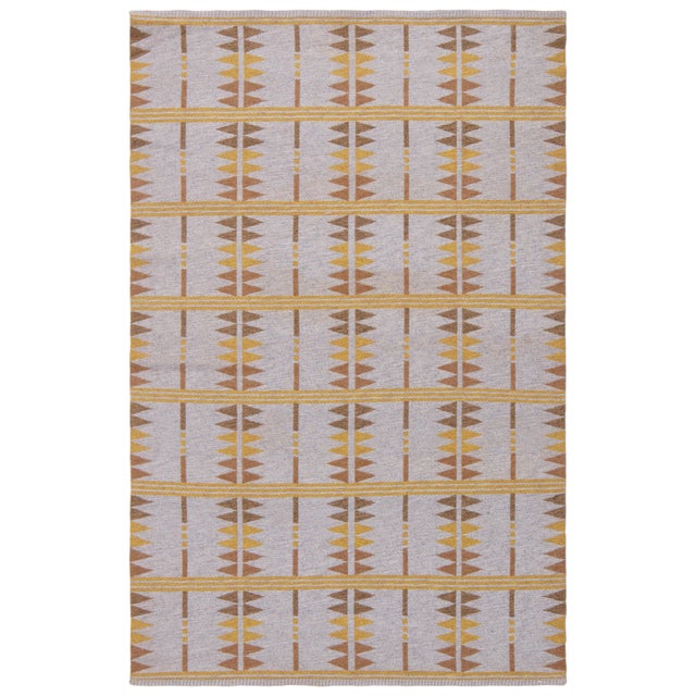 This charming vintage Swedish double-sided rug from the 1950s showcases the timeless beauty of Scandinavian modernism...