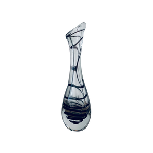 Vintage Glass Vase with Black Spiral Thread by Vicke Lindstrand, Kosta, 1950s
