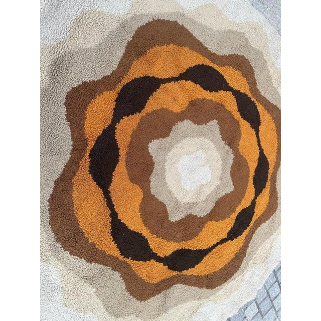 Vintage French Round Hand-Knotted Cogolin Rug, 1960s For Sale - Image 14 of 18