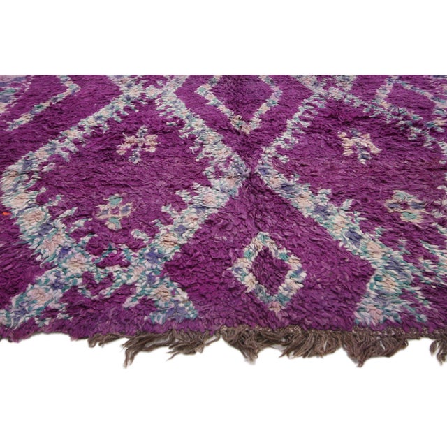 Berber Tribes of Morocco Vintage Purple Beni M'Guild Moroccan Rug, 06'06 X 08'09 For Sale - Image 4 of 10
