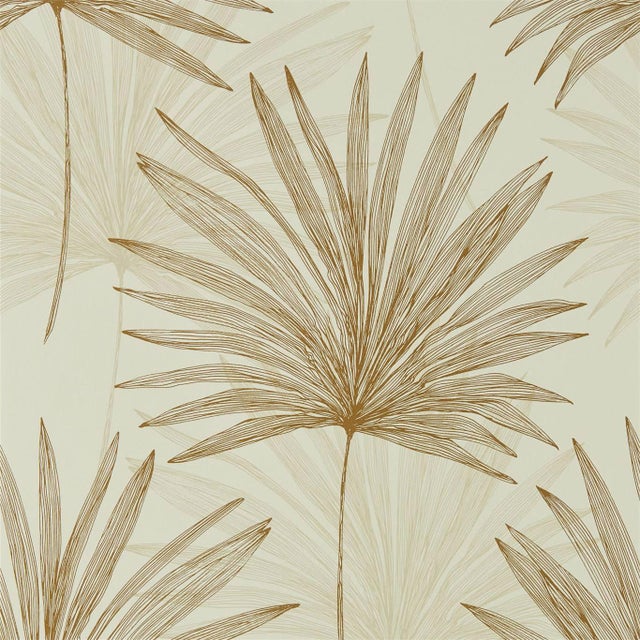 Harlequin Mitende Wallpaper in Oyster/Gold - a Sample For Sale