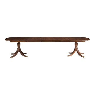Traditional 12 Foot Double Pedestal Mahogany Dining Table for Seating 14 People For Sale