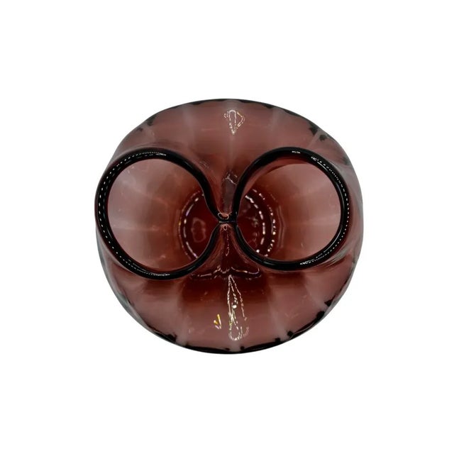 Vintage 1960s Amethyst Purple Pinched Hand Blown Vase. For Sale - Image 4 of 10