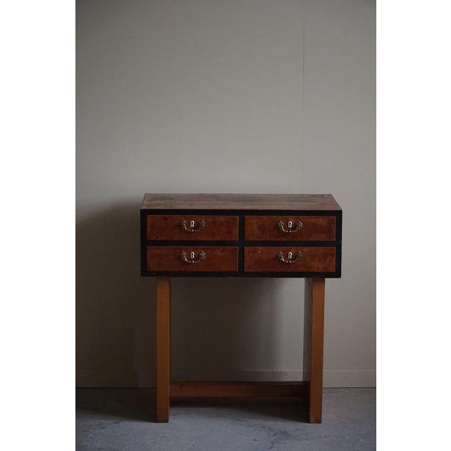 Danish Art Deco Console Table with Drawers in Elm and Burl Wood, 1940s For Sale - Image 12 of 18