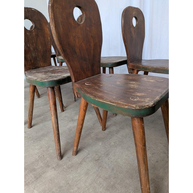 Vintage Brutalist Rustic Farmhouse Wooden Dining Chair, 1970s, Set of 8 For Sale - Image 14 of 18