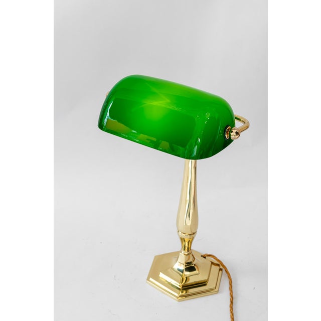 Banker Table Lamp with Glass Shade, Vienna, 1920s For Sale - Image 10 of 18