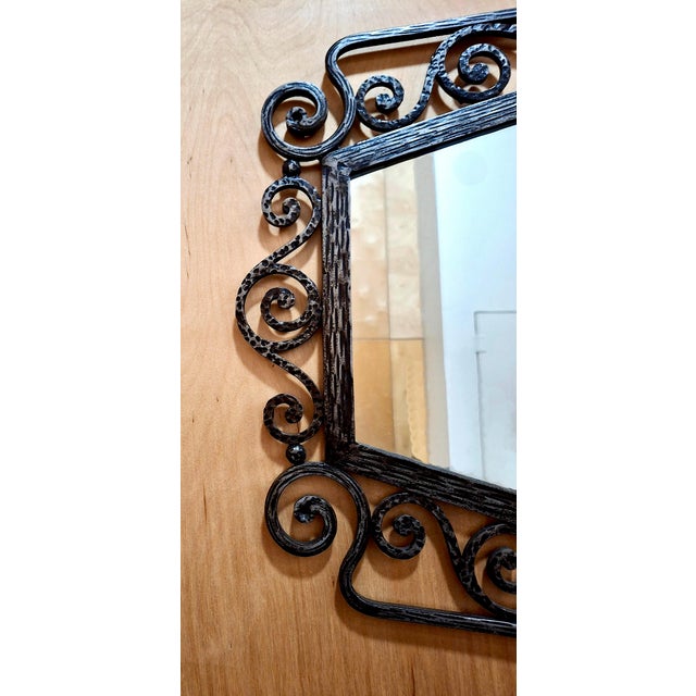 Art Deco 1930s French-Style Art Deco Wrought Iron Wall Mirror For Sale - Image 3 of 7