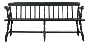 Antique Black Painted Deacons Bench