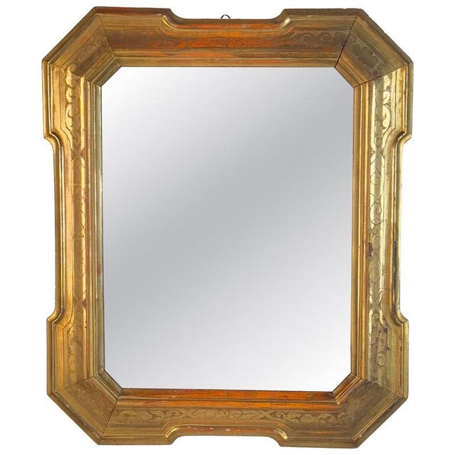 Large Giltwood Tray Mirror with Engraved and Eglomisé Decoration, Italy, 1890s For Sale - Image 17 of 17