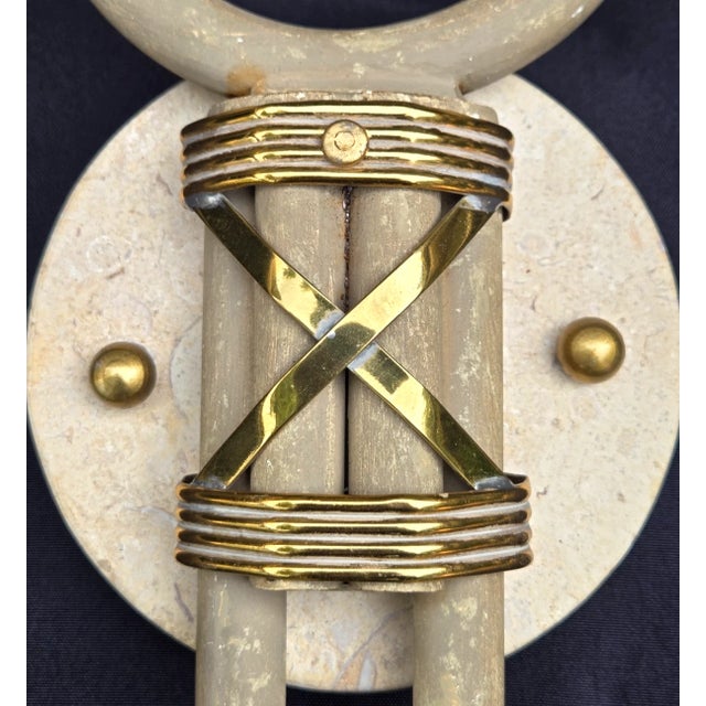 Metal Fine Arts Lamps Brass & Marble Double Wall Sconce Lamps - a Pair For Sale - Image 7 of 18