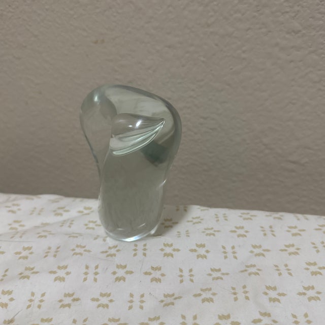 Abstract Clear Glass Paperweight Abstract Wave For Sale - Image 3 of 5