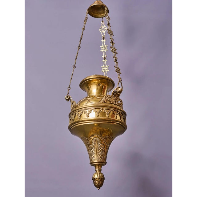 Neo-Gothic Hanging Temple Oil Lamp For Sale - Image 9 of 9
