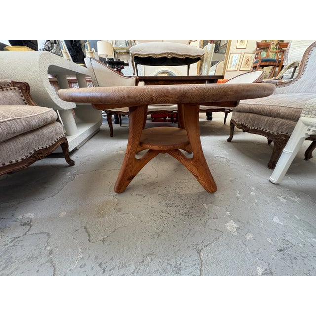 Mid-Century Scandinavian Modern Coffee Table. Offered is a most unusual round mid-century Scandinavian coffee table or...