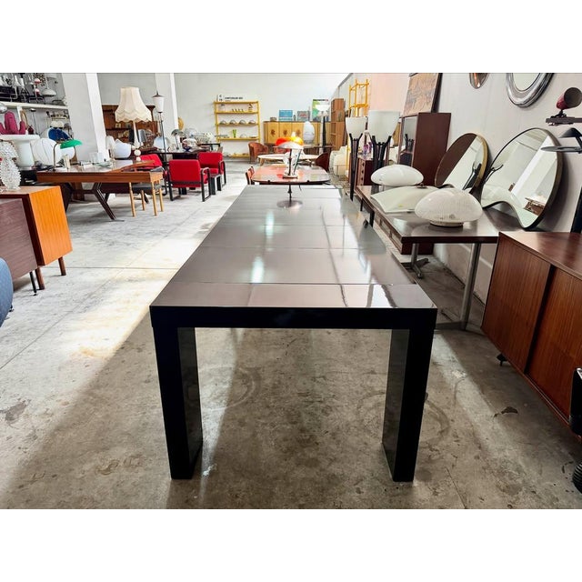 Extendable Console Table with Metal Frame and Black Lacquered Finish, 1980s For Sale - Image 6 of 9