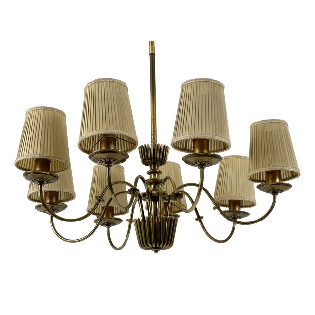 Mid-Century 8-Armed Chandelier from Vereinigte Werkstätten München, Germany, 1950s For Sale