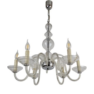 Bohemian Crystal 6-Light Chandelier, 1970s For Sale