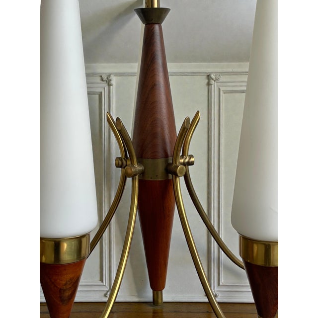 Danish Modern Teak and Brass Chandelier by Bent Karlby for Lyfa, Denmark, 1960s For Sale - Image 10 of 13