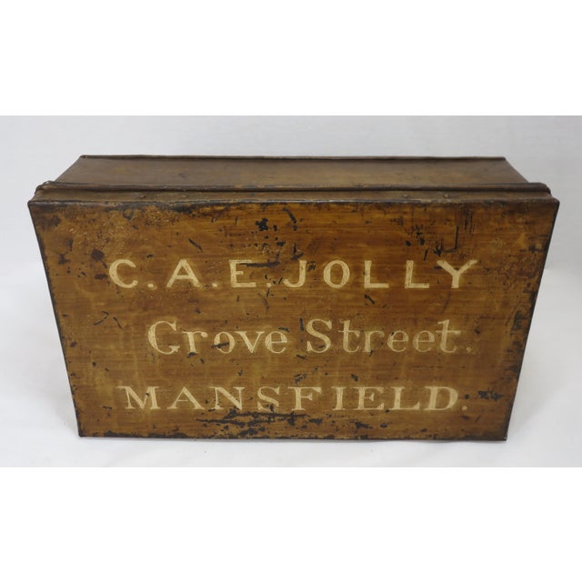 Metal Hand Made Antique Mid 19th Century Grain Painted Steel Cash & Document Box For Sale - Image 7 of 13