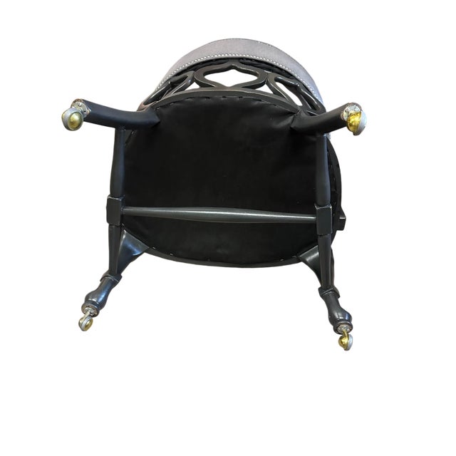 1960s 1960s Thomasville Hollywood Regency Tub Dining or Conference Room Chairs on Casters With New Upholstery - Set of 4 For Sale - Image 5 of 9