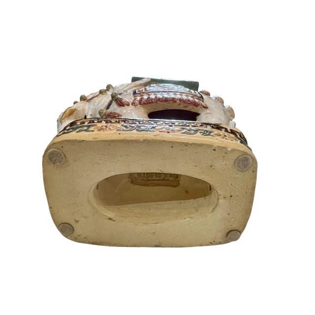 Vintage Hollywood Regency Style Glazed Terracotta Elephant Garden Seat For Sale - Image 14 of 18