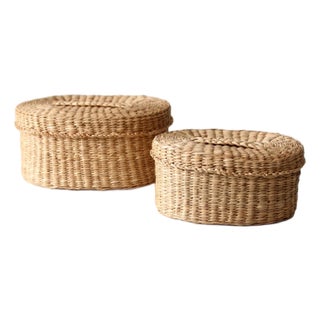 Pair Vintage Sweetgrass Baskets For Sale