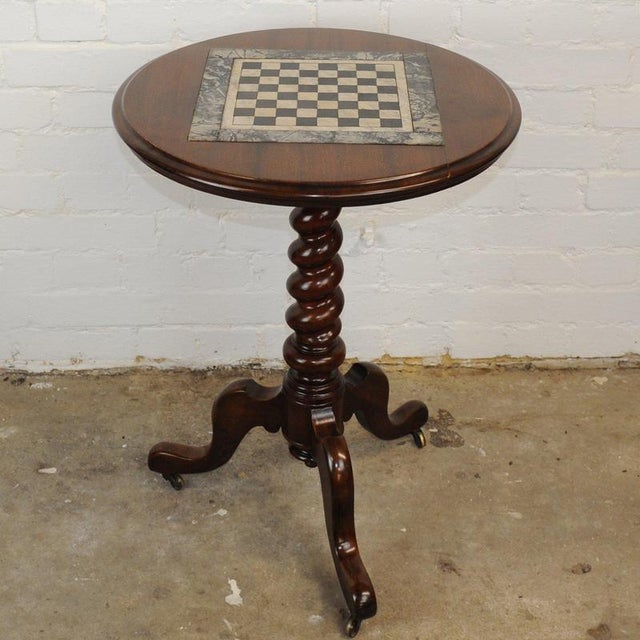 Wood Antique Wooden Chess Table on Wheels, 19th Century For Sale - Image 7 of 14