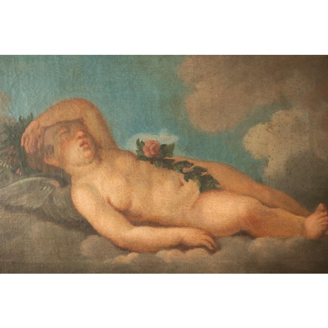 Venetian School Artist, Cherubs, Late 18th Century, Oil on Canvases, Framed, Set of 2 For Sale - Image 7 of 10