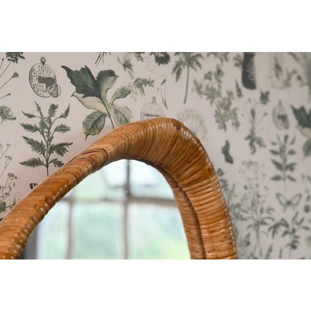 Mid Century Style Rattan Wall Mirror For Sale - Image 4 of 5