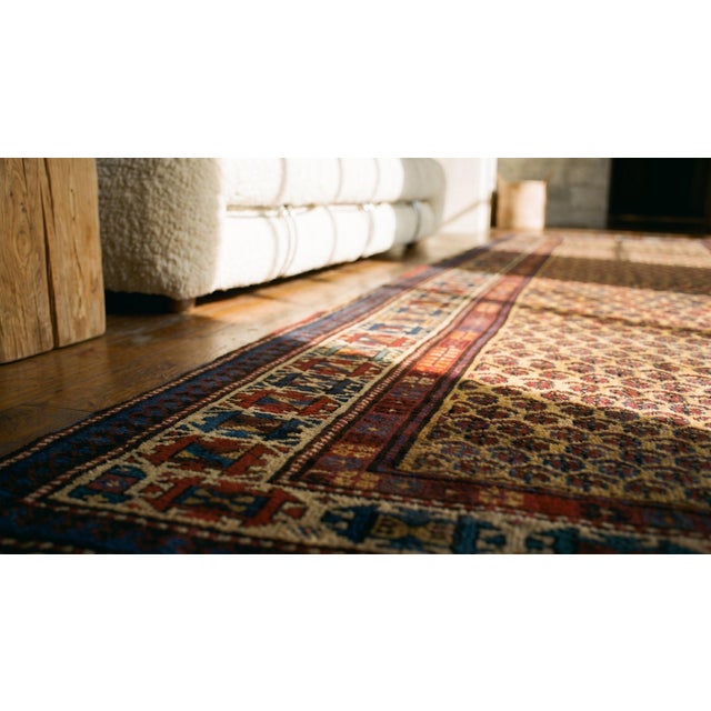 1880s Yellow Canary Paisely Antique S. Caucasian Moghan Rug 3'8" X 9' Handknotted Wool Carpet For Sale - Image 9 of 10