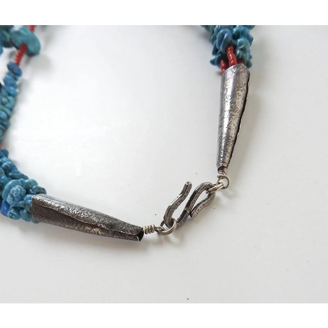 Late 20th Century Artist Studio Turquoise Sterling Silver Necklace & Earrings For Sale - Image 10 of 12