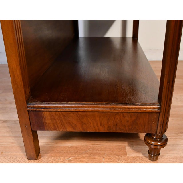 Brown 1910s Antique French Louis XV Walnut Marble Top Server Sideboard With Mirror For Sale - Image 8 of 18