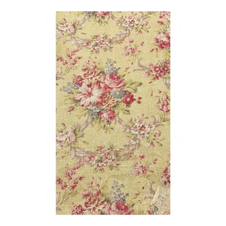 1940s Vintage Floral Linen Fabric - 16 Yards For Sale