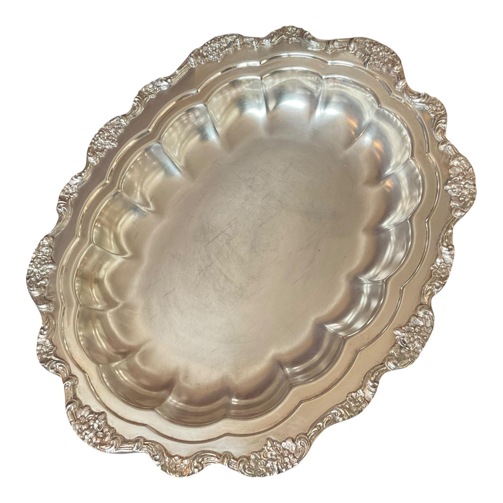 Mid 20th Century Silverplated Butler’s Buffet Server Footed Bowl W ...