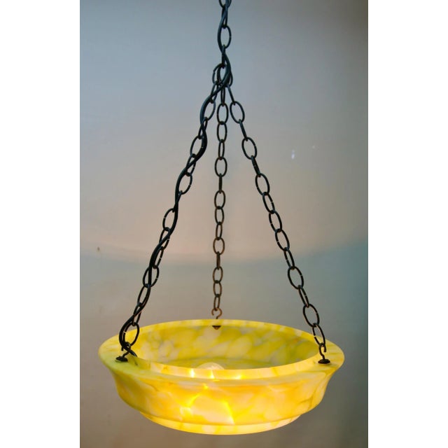 Art Deco Scailmont Belgium Glass Shade Ceiling Lamp, 1930s For Sale - Image 6 of 12