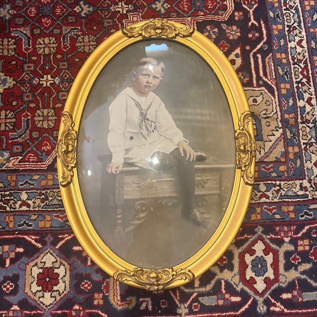 Traditional Antique Wood and Gesso Picture Frames With Bubble Glass-a Pair P For Sale - Image 3 of 6
