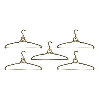 Art Nouveau Italian Decorated Brass Hangers, 1930s, Set of 5 For Sale
