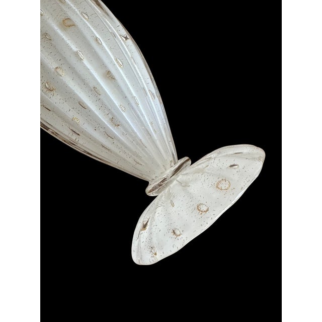 Barbini Attributed Murano Glass Controlled Bubble Vase White Gold Fleck For Sale - Image 9 of 9