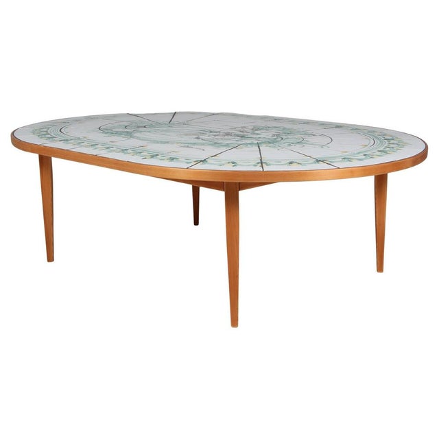 Blue Pine Coffee Table with Painted Tiles by Bjørn Wiinblad, 1970s For Sale - Image 8 of 8