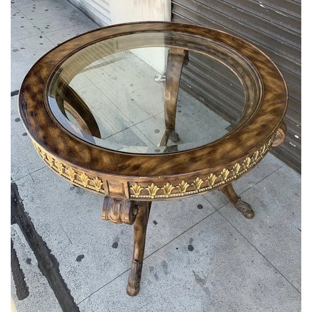 Beautiful center or entry table designed and manufactured in the Philippines by La Barge. The table has beautiful carved...