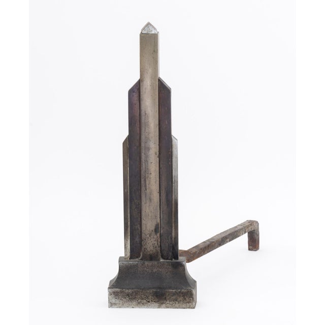 Art Deco Donald Deskey Art Deco Skyscraper Andirons, Pair For Sale - Image 3 of 6