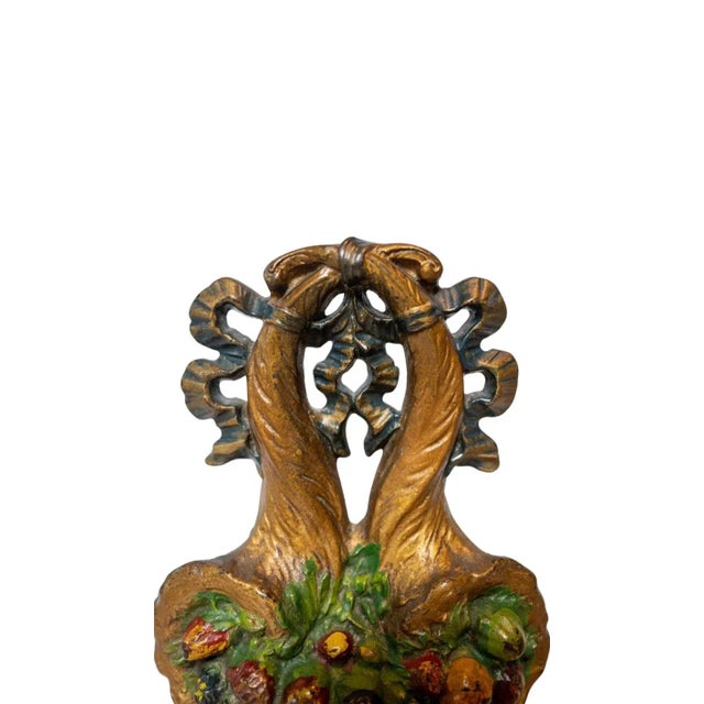 Early 20th Century Hubley #132 Cornucopias Painted Cast Iron Doorstop For Sale - Image 6 of 8