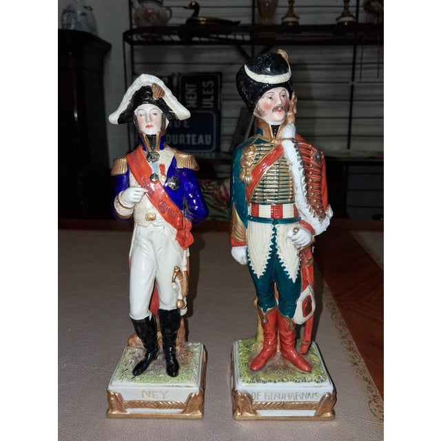 Napoleonic Polychrome Porcelain Statuettes, 1800s, Set of 2 For Sale - Image 4 of 6