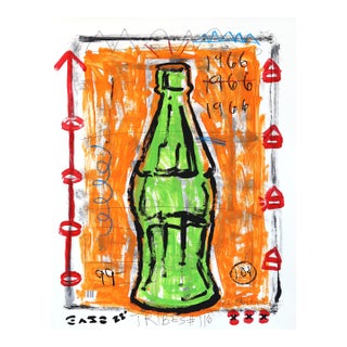 Fizz One Out - Abstract Green & Orange Bottle Still Life Artwork by Gary John For Sale