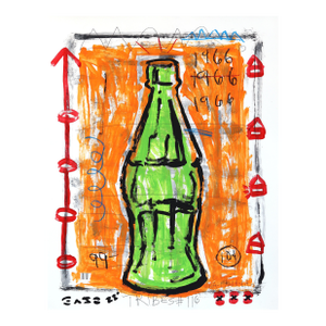 Fizz One Out - Abstract Green & Orange Bottle Still Life Artwork by Gary John