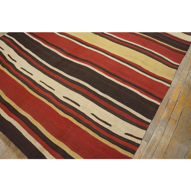 1900s Multicolor Stripe Kilim Antique n.w. Persian Flat-Weave Rug 6' X 10'8" Wool Carpet For Sale In New York - Image 6 of 6