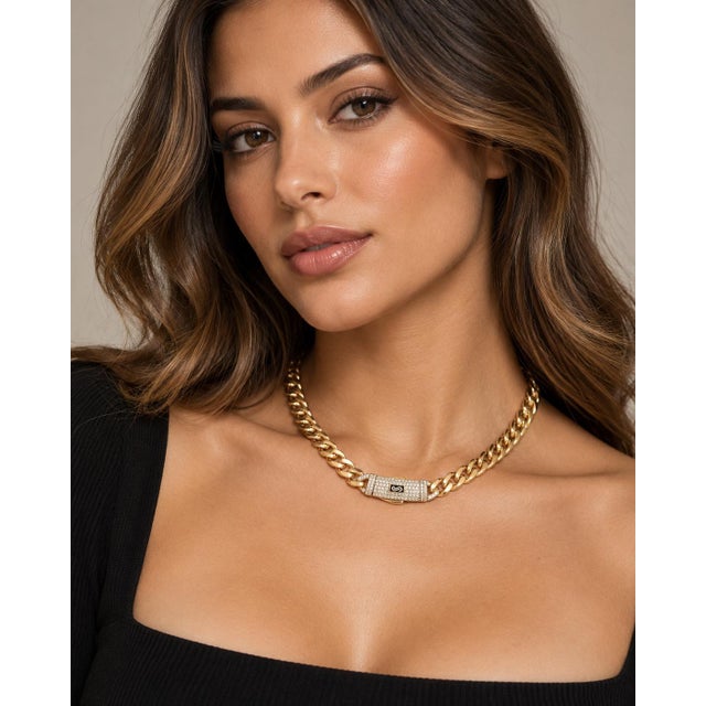 Upgrade your collection with this striking 14k Yellow Gold Cuban Monaco Chain Necklace, designed for those who appreciate...