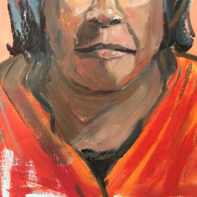 1980s "Retrato De Una Mujer" Contemporary Acrylic Portrait, Framed For Sale - Image 5 of 11